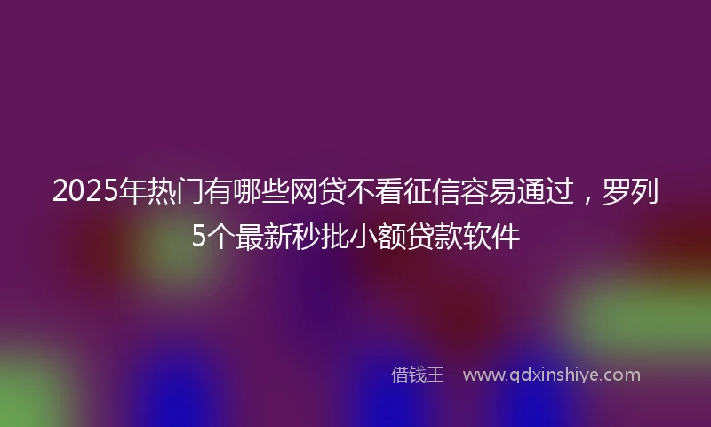 2025年热门有哪些网贷不看征信容易通过，罗列5个最新秒批小额贷款软件