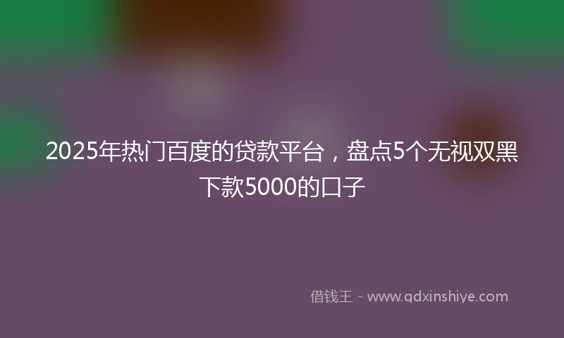 2025年热门百度的贷款平台，盘点5个无视双黑下款5000的口子