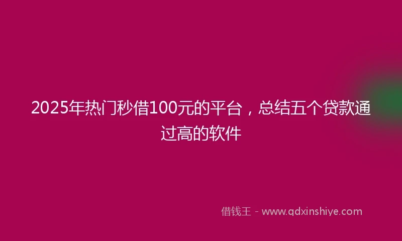 2025年热门秒借100元的平台，总结五个贷款通过高的软件