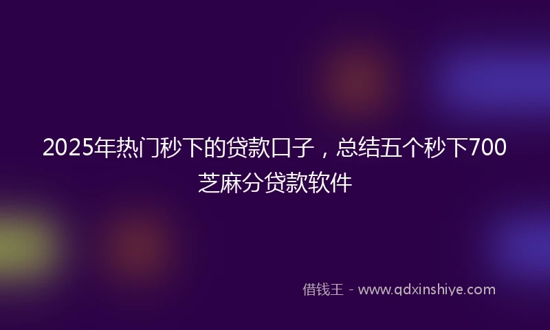 2025年热门秒下的贷款口子，总结五个秒下700芝麻分贷款软件