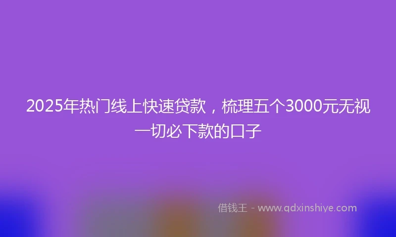2025年热门线上快速贷款，梳理五个3000元无视一切必下款的口子