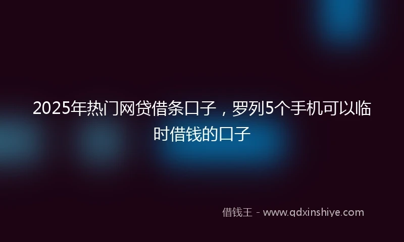 2025年热门网贷借条口子，罗列5个手机可以临时借钱的口子