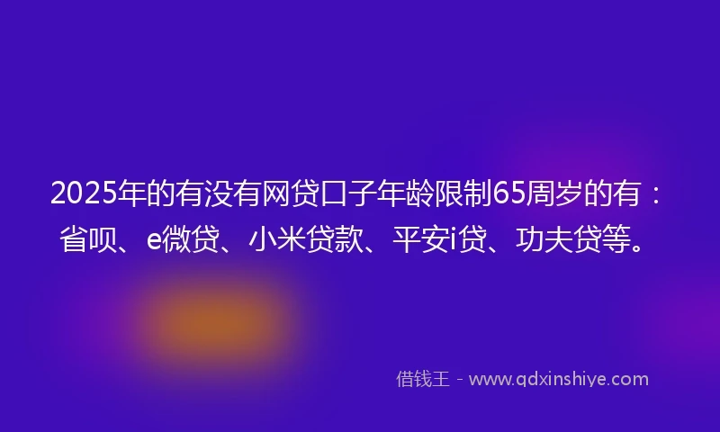 2025年的有没有网贷口子年龄限制65周岁的有：省呗、e微贷、小米贷款、平安i贷、功夫贷等。