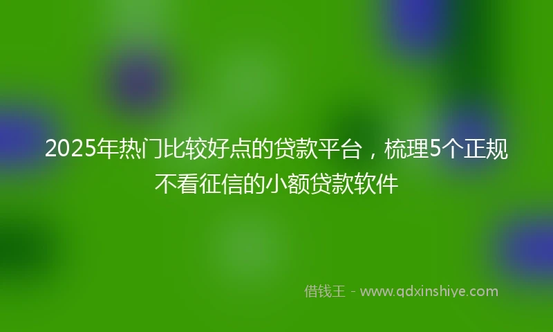 2025年热门比较好点的贷款平台，梳理5个正规不看征信的小额贷款软件