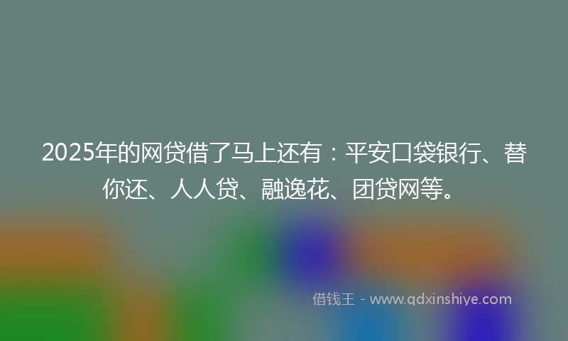2025年的网贷借了马上还有：平安口袋银行、替你还、人人贷、融逸花、团贷网等。