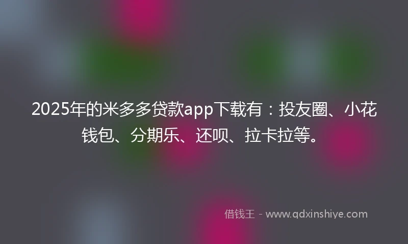 2025年的米多多贷款app下载有：投友圈、小花钱包、分期乐、还呗、拉卡拉等。