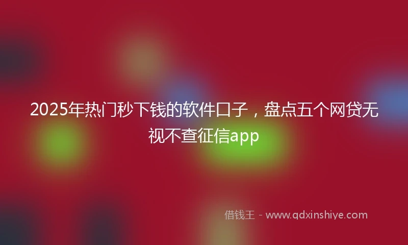 2025年热门秒下钱的软件口子，盘点五个网贷无视不查征信app