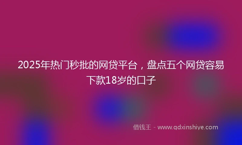 2025年热门秒批的网贷平台，盘点五个网贷容易下款18岁的口子