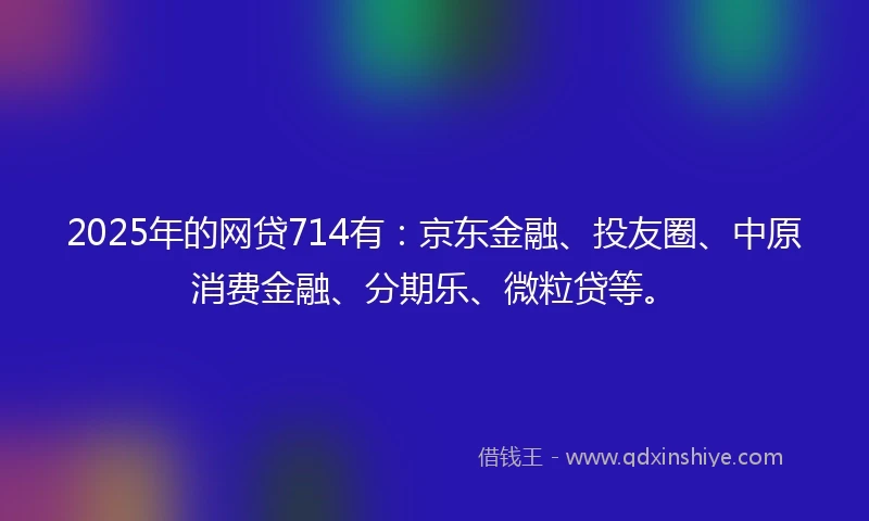 2025年的网贷714有：京东金融、投友圈、中原消费金融、分期乐、微粒贷等。