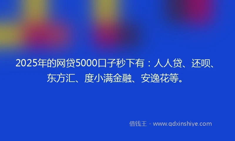 2025年的网贷5000口子秒下有：人人贷、还呗、东方汇、度小满金融、安逸花等。