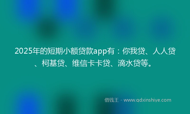 2025年的短期小额贷款app有：你我贷、人人贷、柯基贷、维信卡卡贷、滴水贷等。