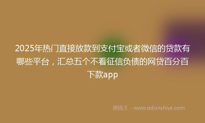 2025年热门直接放款到支付宝或者微信的贷款有哪些平台，汇总五个不看征信负债的网贷百分百下款app