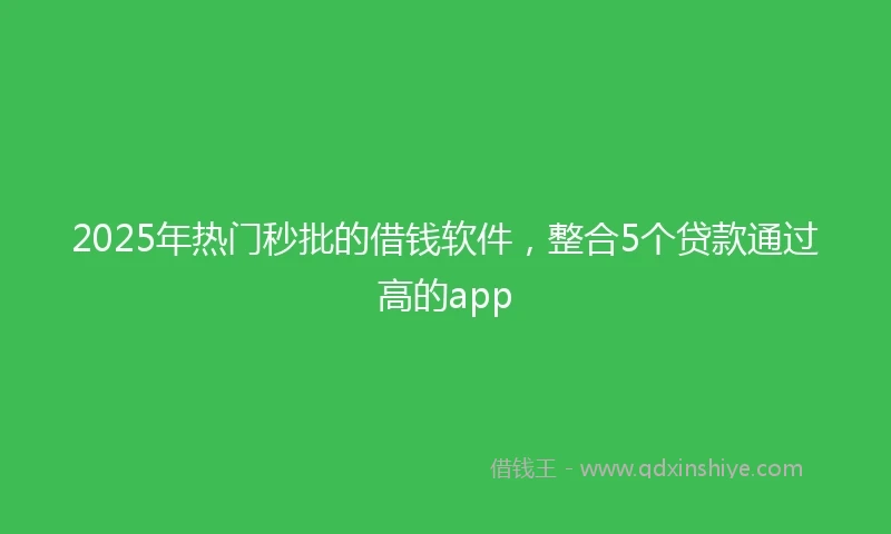 2025年热门秒批的借钱软件，整合5个贷款通过高的app