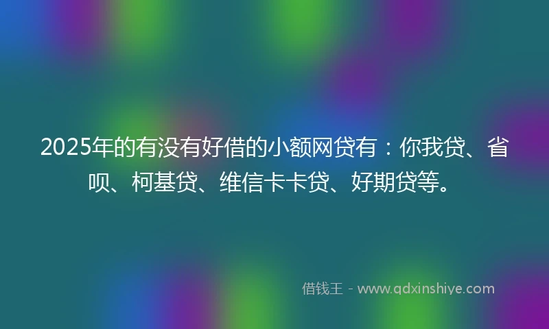 2025年的有没有好借的小额网贷有：你我贷、省呗、柯基贷、维信卡卡贷、好期贷等。