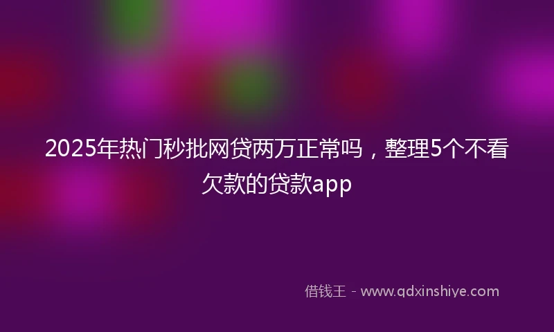 2025年热门秒批网贷两万正常吗，整理5个不看欠款的贷款app