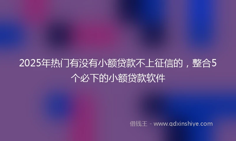 2025年热门有没有小额贷款不上征信的，整合5个必下的小额贷款软件