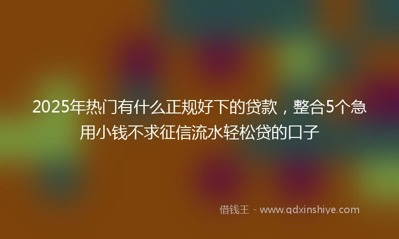 2025年热门有什么正规好下的贷款，整合5个急用小钱不求征信流水轻松贷的口子