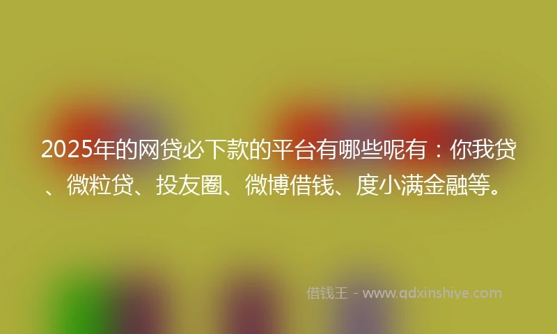 2025年的网贷必下款的平台有哪些呢有：你我贷、微粒贷、投友圈、微博借钱、度小满金融等。