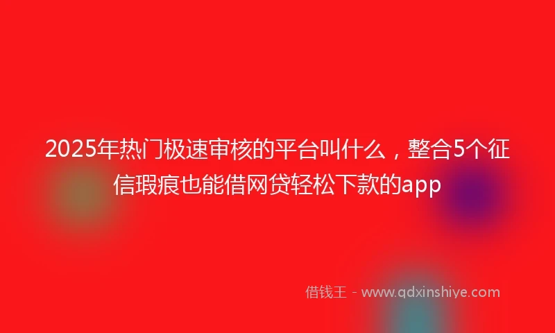 2025年热门极速审核的平台叫什么，整合5个征信瑕疵也能借网贷轻松下款的app