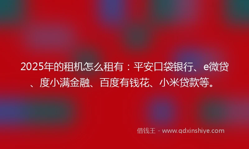 2025年的租机怎么租有：平安口袋银行、e微贷、度小满金融、百度有钱花、小米贷款等。