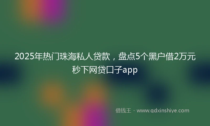2025年热门珠海私人贷款，盘点5个黑户借2万元秒下网贷口子app