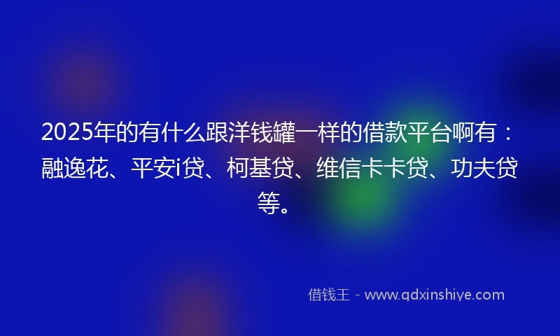 2025年的有什么跟洋钱罐一样的借款平台啊有：融逸花、平安i贷、柯基贷、维信卡卡贷、功夫贷等。