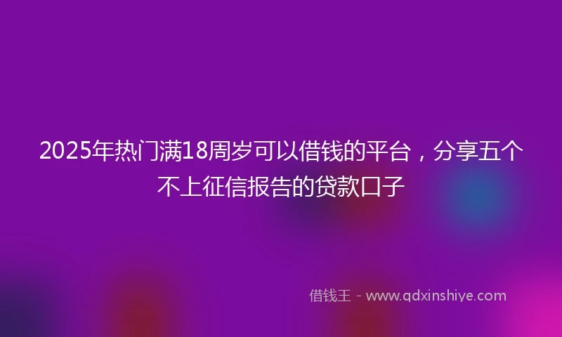 2025年热门满18周岁可以借钱的平台，分享五个不上征信报告的贷款口子