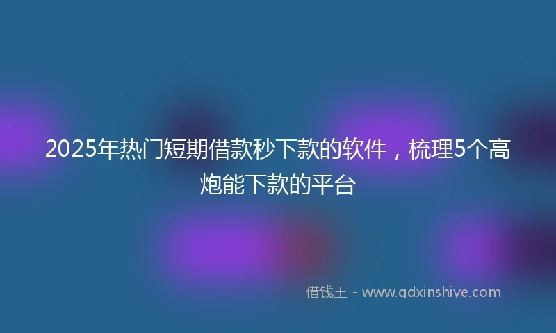 2025年热门短期借款秒下款的软件，梳理5个高炮能下款的平台