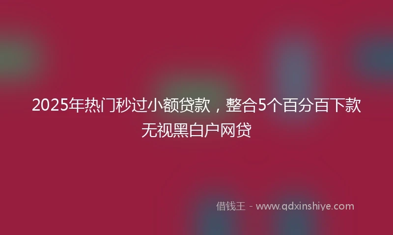 2025年热门秒过小额贷款，整合5个百分百下款无视黑白户网贷