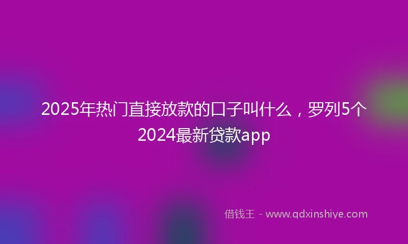 2025年热门直接放款的口子叫什么，罗列5个2024最新贷款app
