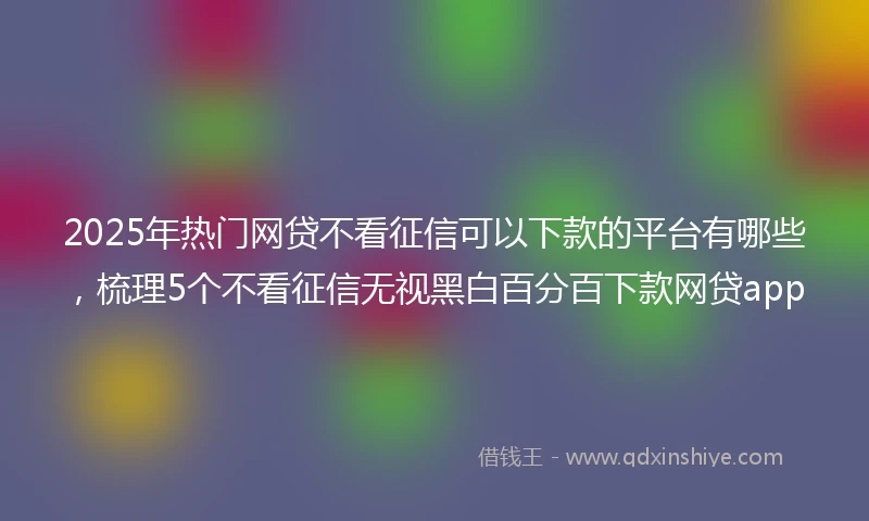 2025年热门网贷不看征信可以下款的平台有哪些，梳理5个不看征信无视黑白百分百下款网贷app