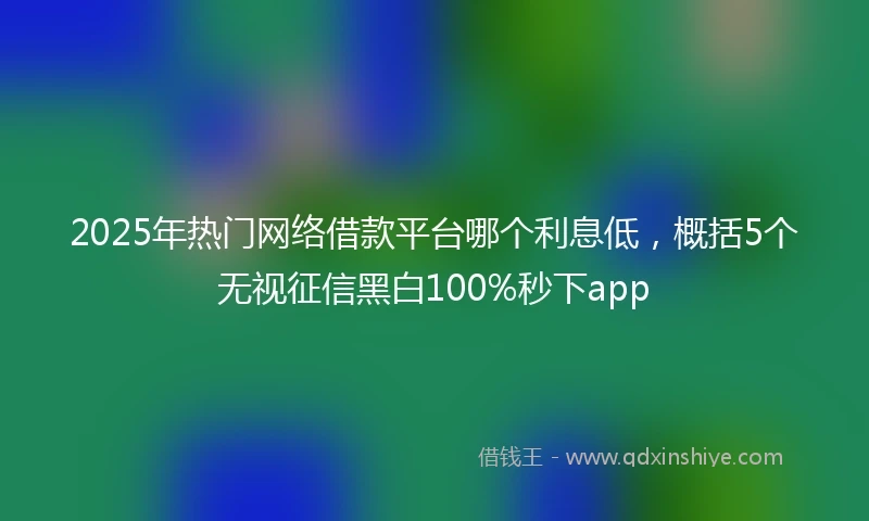 2025年热门网络借款平台哪个利息低，概括5个无视征信黑白100%秒下app