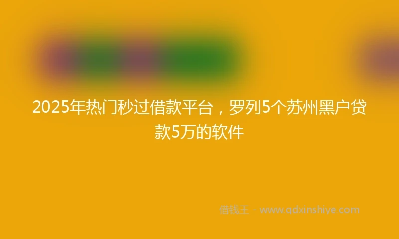 2025年热门秒过借款平台，罗列5个苏州黑户贷款5万的软件