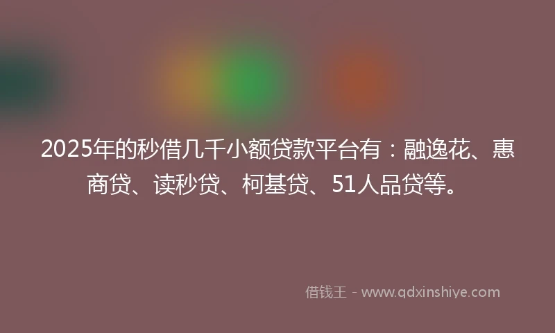 2025年的秒借几千小额贷款平台有：融逸花、惠商贷、读秒贷、柯基贷、51人品贷等。