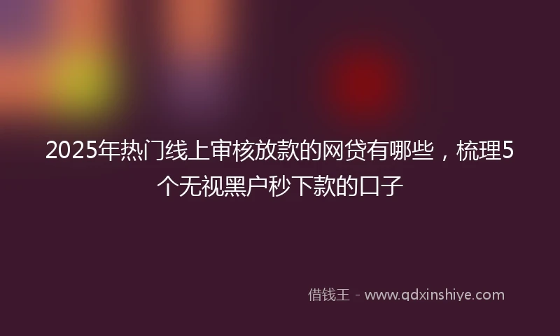 2025年热门线上审核放款的网贷有哪些，梳理5个无视黑户秒下款的口子