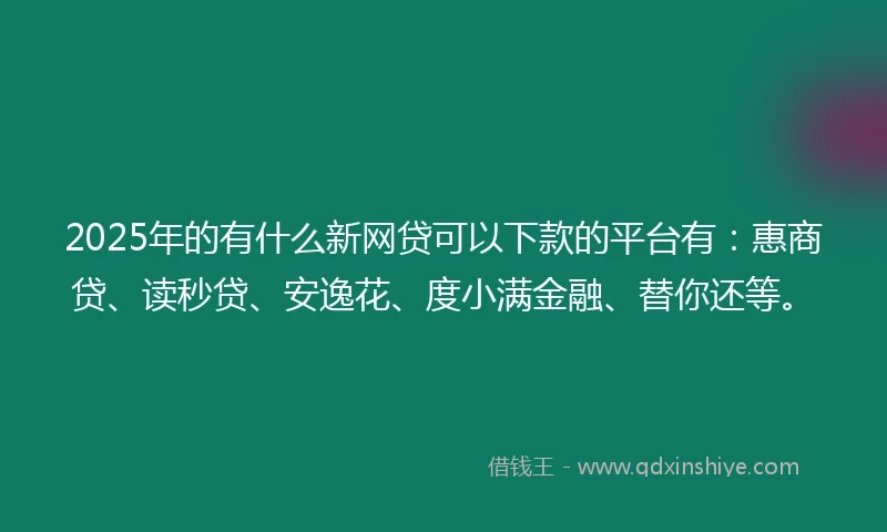 2025年的有什么新网贷可以下款的平台有：惠商贷、读秒贷、安逸花、度小满金融、替你还等。