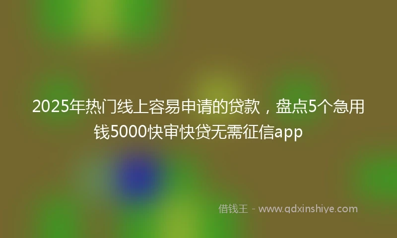 2025年热门线上容易申请的贷款，盘点5个急用钱5000快审快贷无需征信app