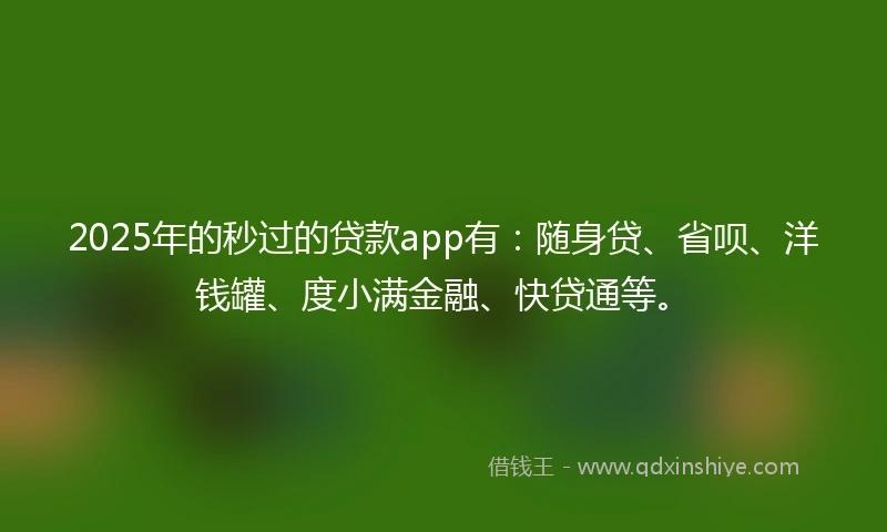 2025年的秒过的贷款app有：随身贷、省呗、洋钱罐、度小满金融、快贷通等。