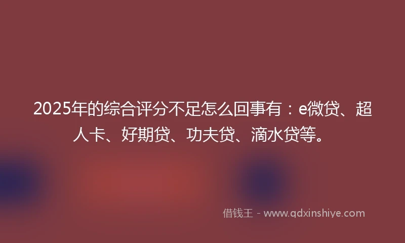 2025年的综合评分不足怎么回事有：e微贷、超人卡、好期贷、功夫贷、滴水贷等。