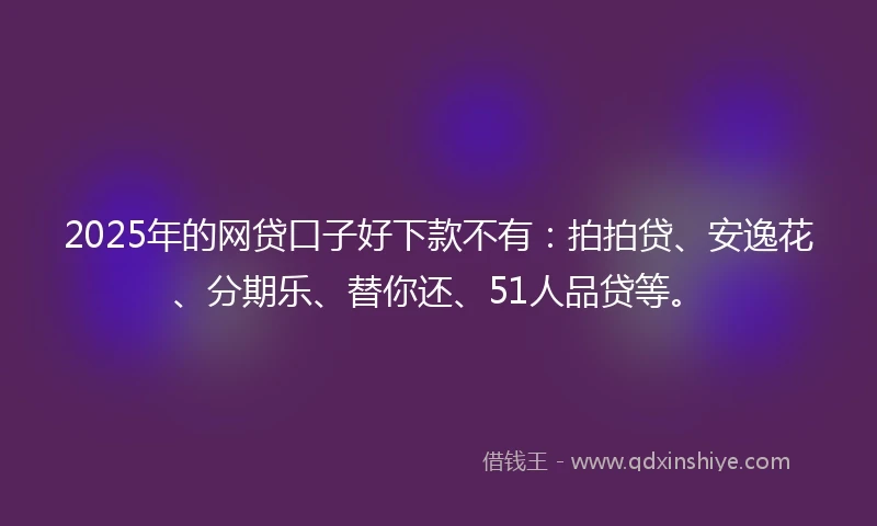 2025年的网贷口子好下款不有：拍拍贷、安逸花、分期乐、替你还、51人品贷等。