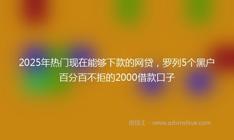 2025年热门现在能够下款的网贷，罗列5个黑户百分百不拒的2000借款口子