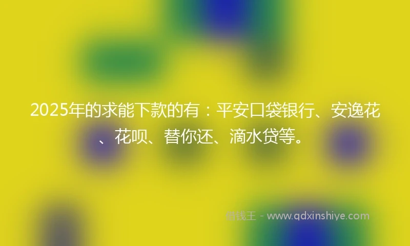 2025年的求能下款的有：平安口袋银行、安逸花、花呗、替你还、滴水贷等。