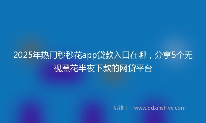 2025年热门秒秒花app贷款入口在哪，分享5个无视黑花半夜下款的网贷平台