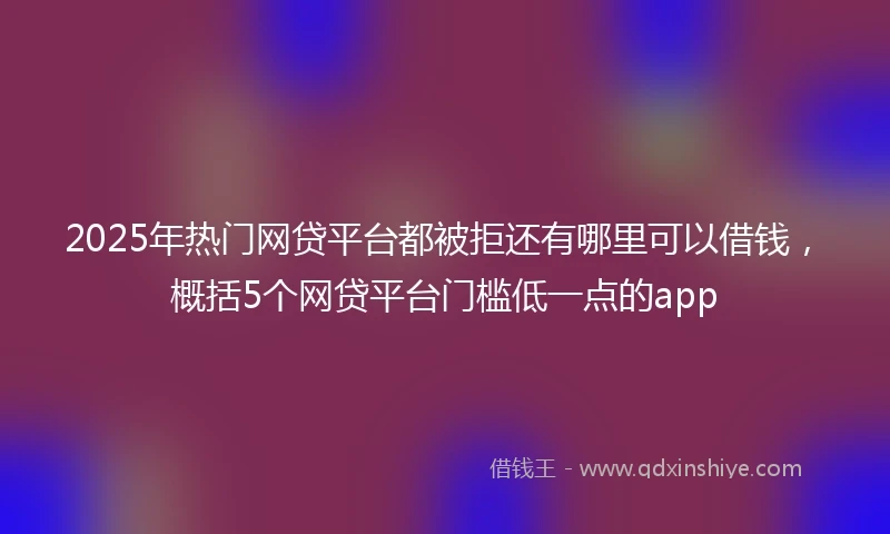 2025年热门网贷平台都被拒还有哪里可以借钱，概括5个网贷平台门槛低一点的app