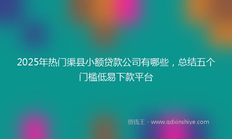 2025年热门渠县小额贷款公司有哪些，总结五个门槛低易下款平台