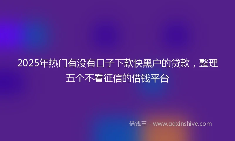 2025年热门有没有口子下款快黑户的贷款，整理五个不看征信的借钱平台