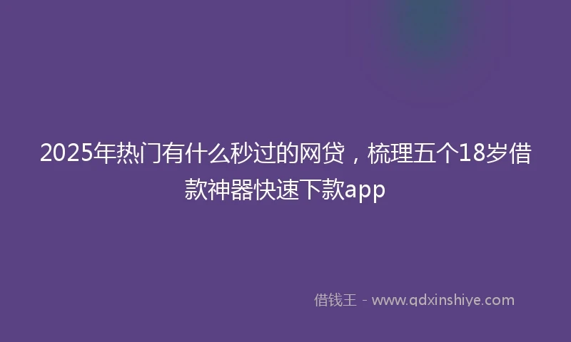 2025年热门有什么秒过的网贷，梳理五个18岁借款神器快速下款app