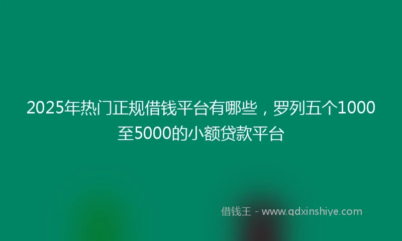 2025年热门正规借钱平台有哪些，罗列五个1000至5000的小额贷款平台