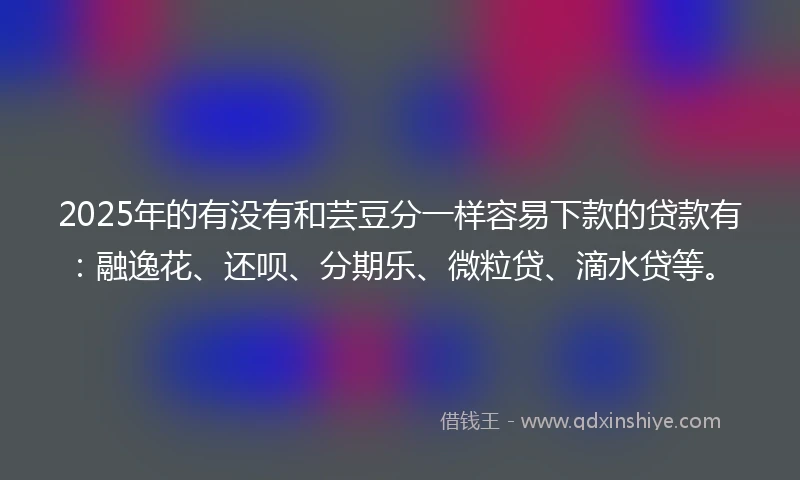 2025年的有没有和芸豆分一样容易下款的贷款有：融逸花、还呗、分期乐、微粒贷、滴水贷等。
