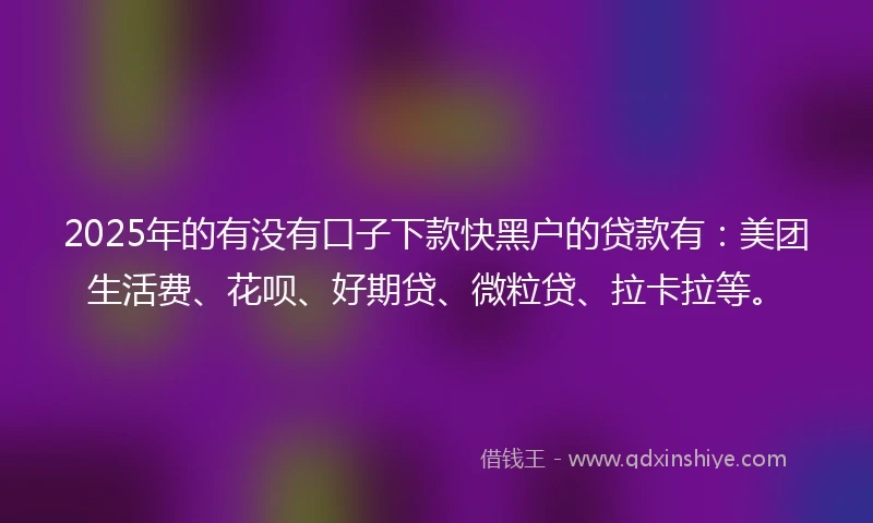 2025年的有没有口子下款快黑户的贷款有：美团生活费、花呗、好期贷、微粒贷、拉卡拉等。
